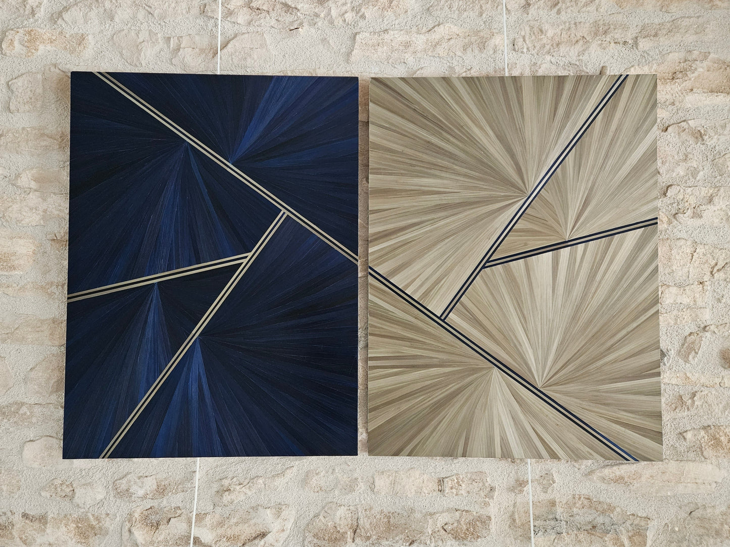 Mélody Paris, Grand Beige, marqueterie de paille, 80x60cm