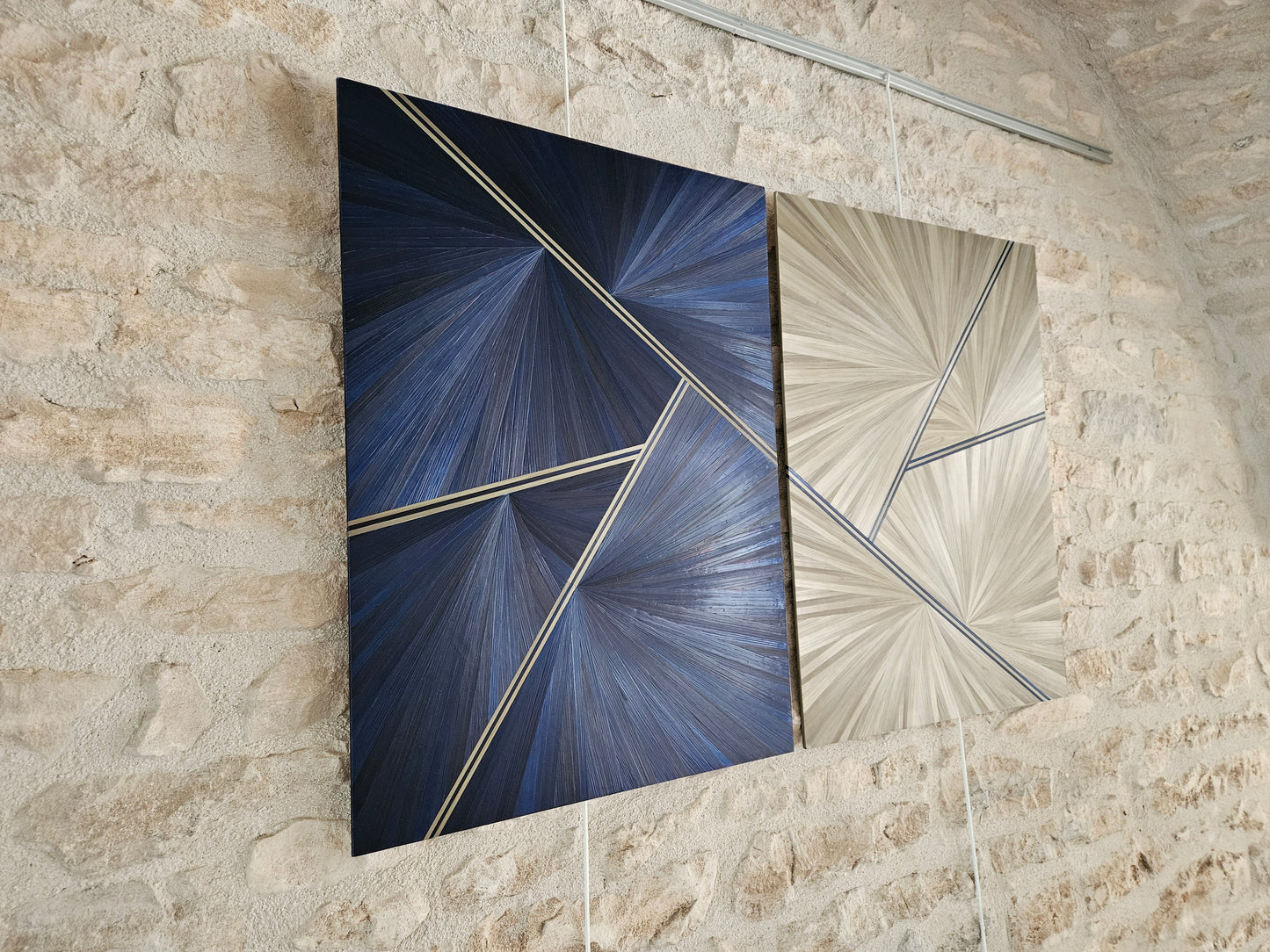 Mélody Paris, Grand Beige, marqueterie de paille, 80x60cm