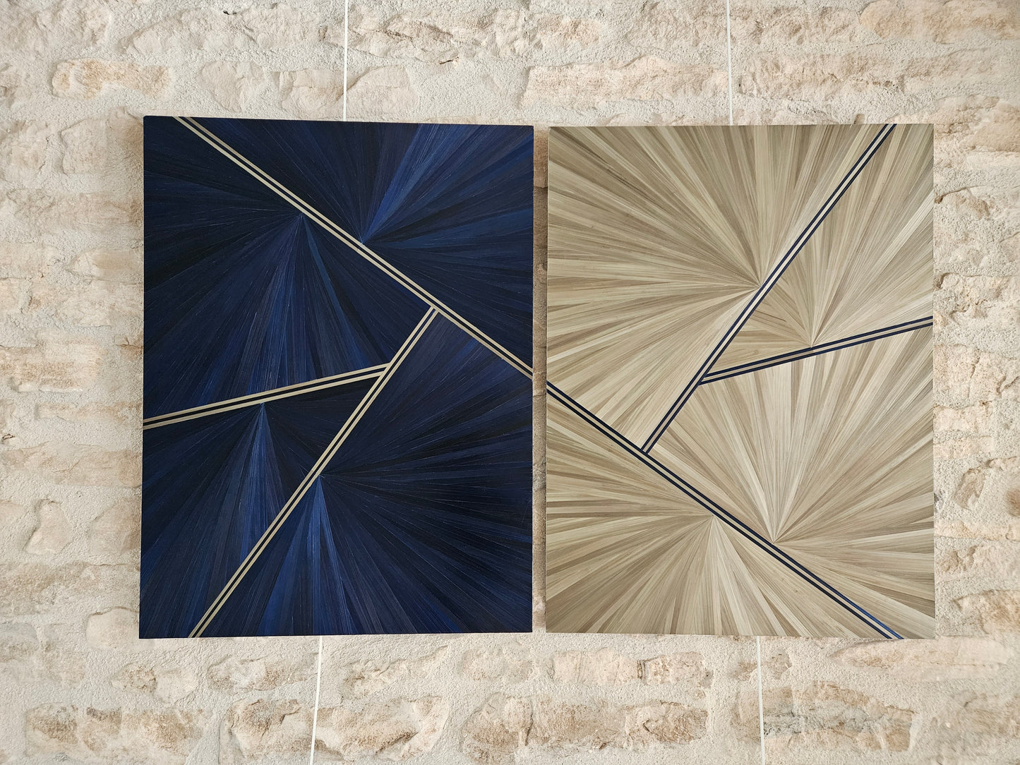 Mélody Paris, Grand Beige, marqueterie de paille, 80x60cm