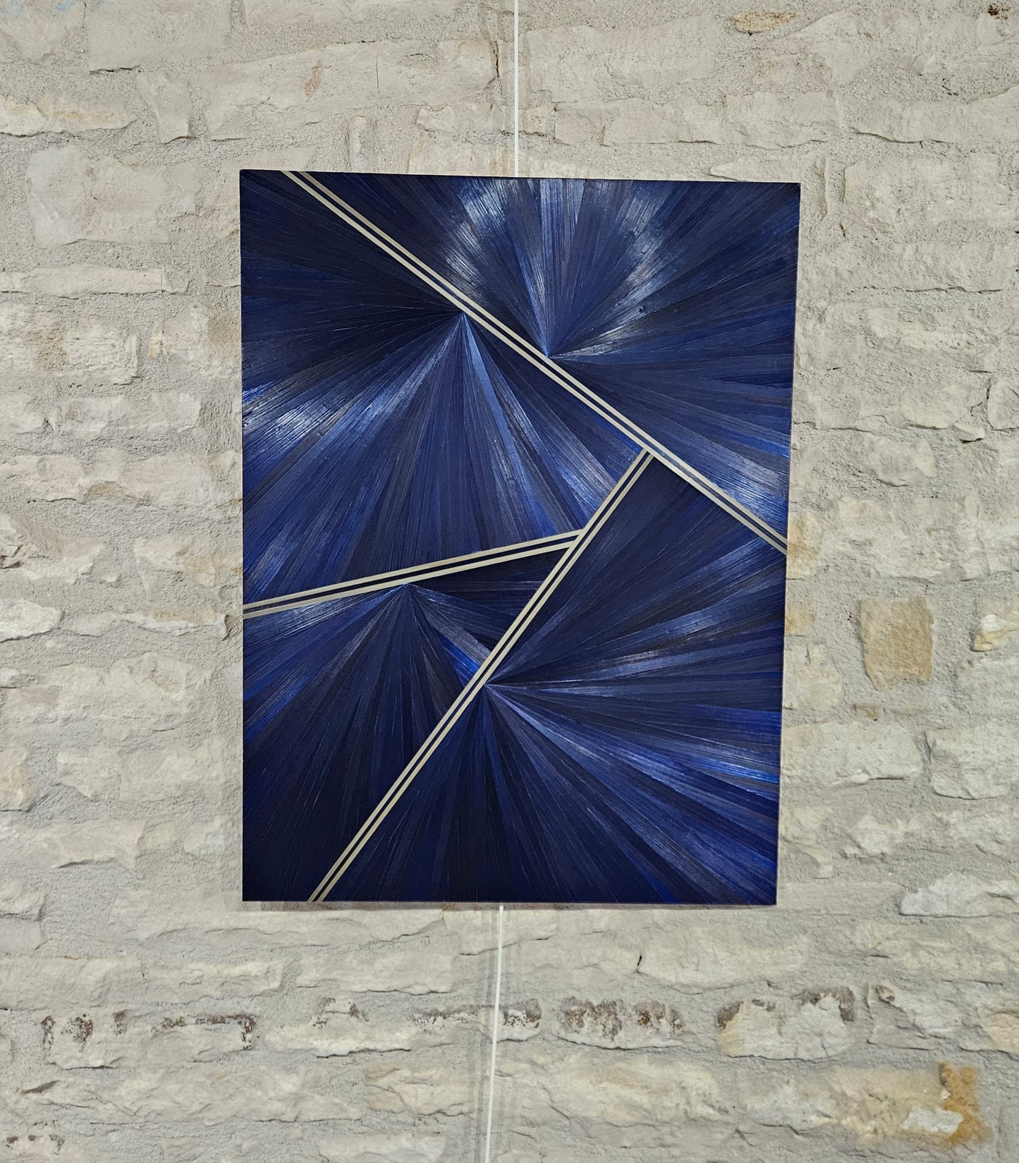 Mélody Paris, Grand Bleu, marqueterie de paille, 80x60cm