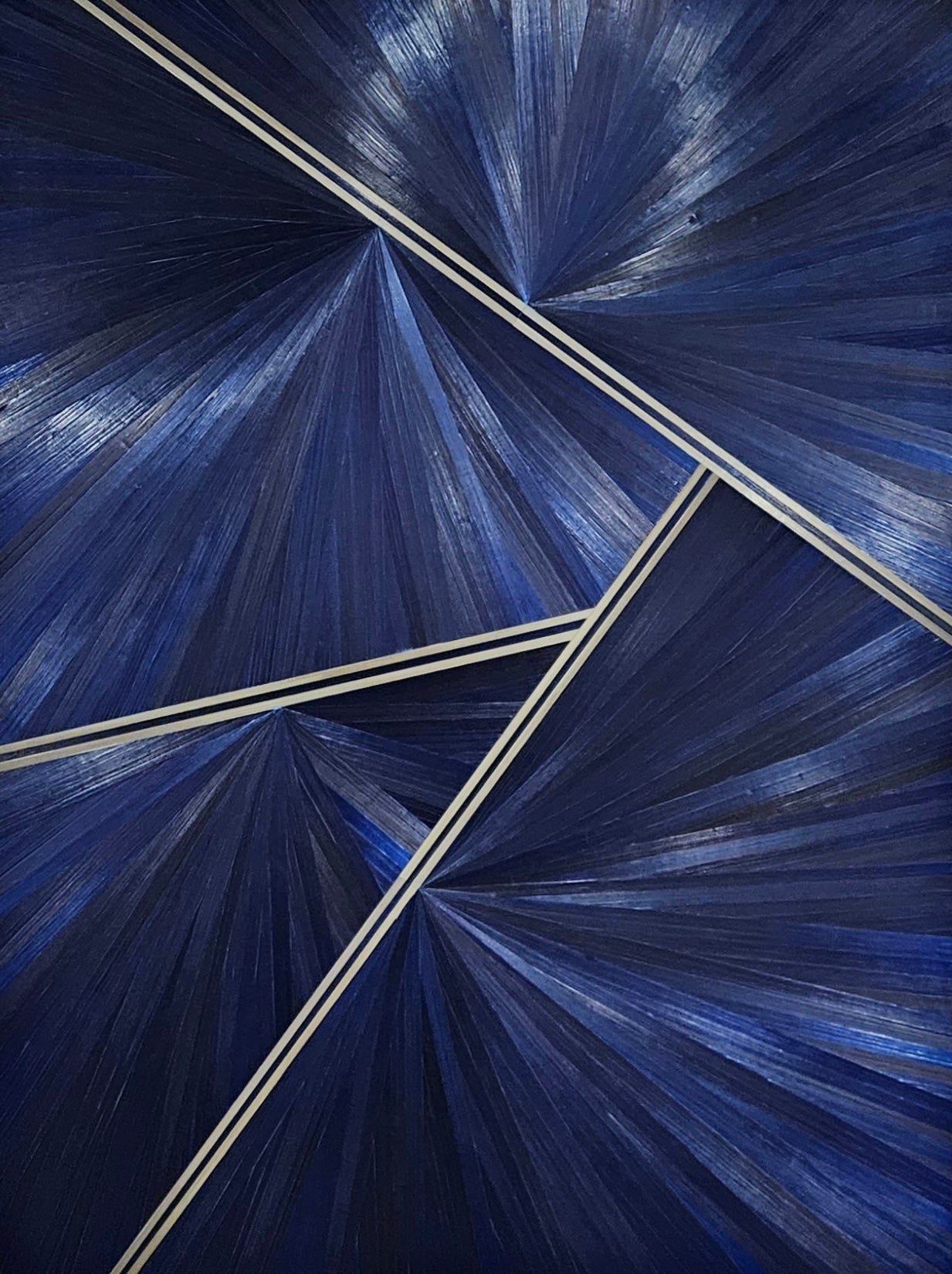 Mélody Paris, Grand Bleu, marqueterie de paille, 80x60cm