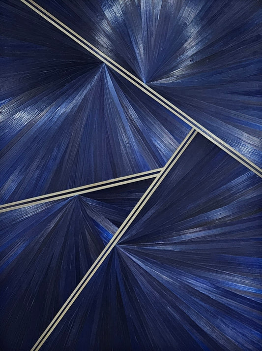 Mélody Paris, Grand Bleu, marqueterie de paille, 80x60cm