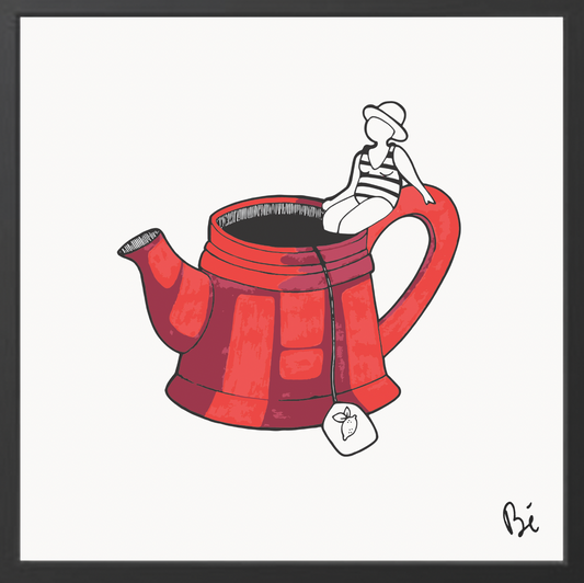 Bérengère, "Tea time", dessin au feutre numérisé et tiré en 10 exemplaires numérotés.