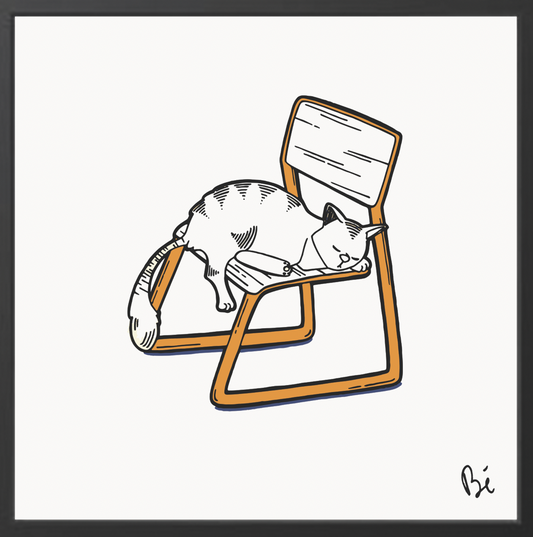 Bérengère, "Bah, chat, alors ?", dessin au feutre numérisé et tiré en 10 exemplaires numérotés.
