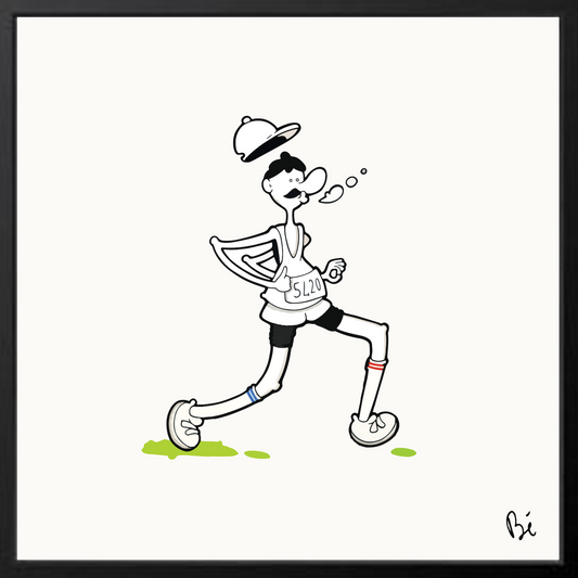 Bérengère, "Le joggeur" dessin au feutre numérisé et tiré en 10 exemplaires numérotés.