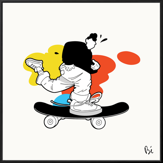 Bérengère, "Le skateur" dessin au feutre numérisé et tiré en 10 exemplaires numérotés.