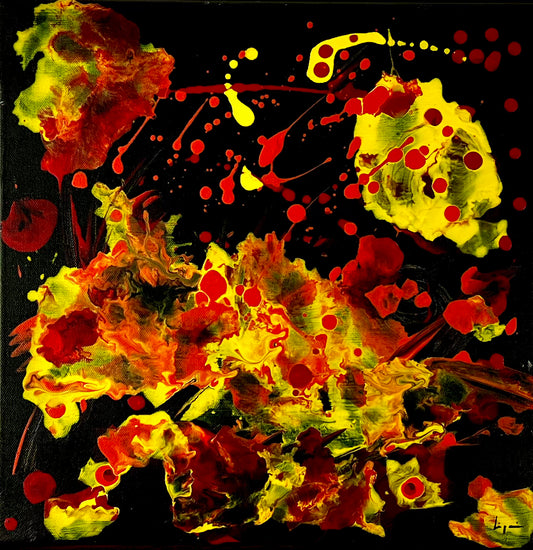 Thomas Liégeois, oeuvre abstraite : 40x40cm, encadrée
