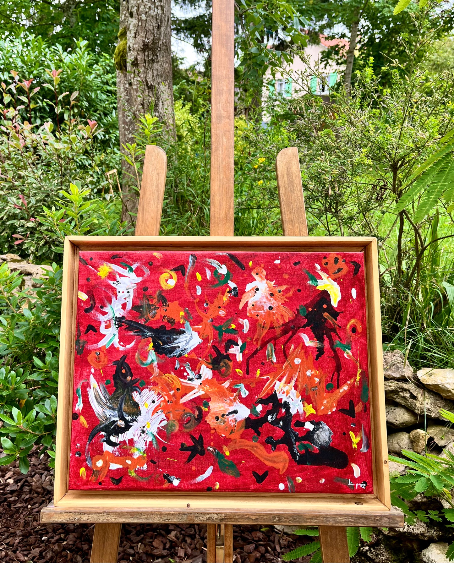 Thomas Liégeois, oeuvre abstraite : 50x40cm, encadrée