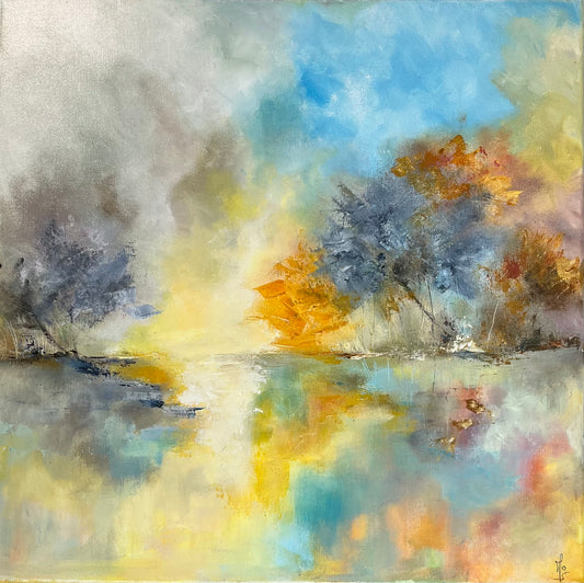 Monique Lietta, "Reflets" : 50x50cm, huile