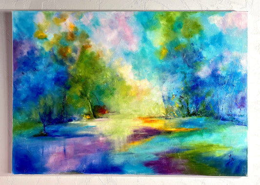 Monique Lietta, "Le parc" : 100x70cm, huile