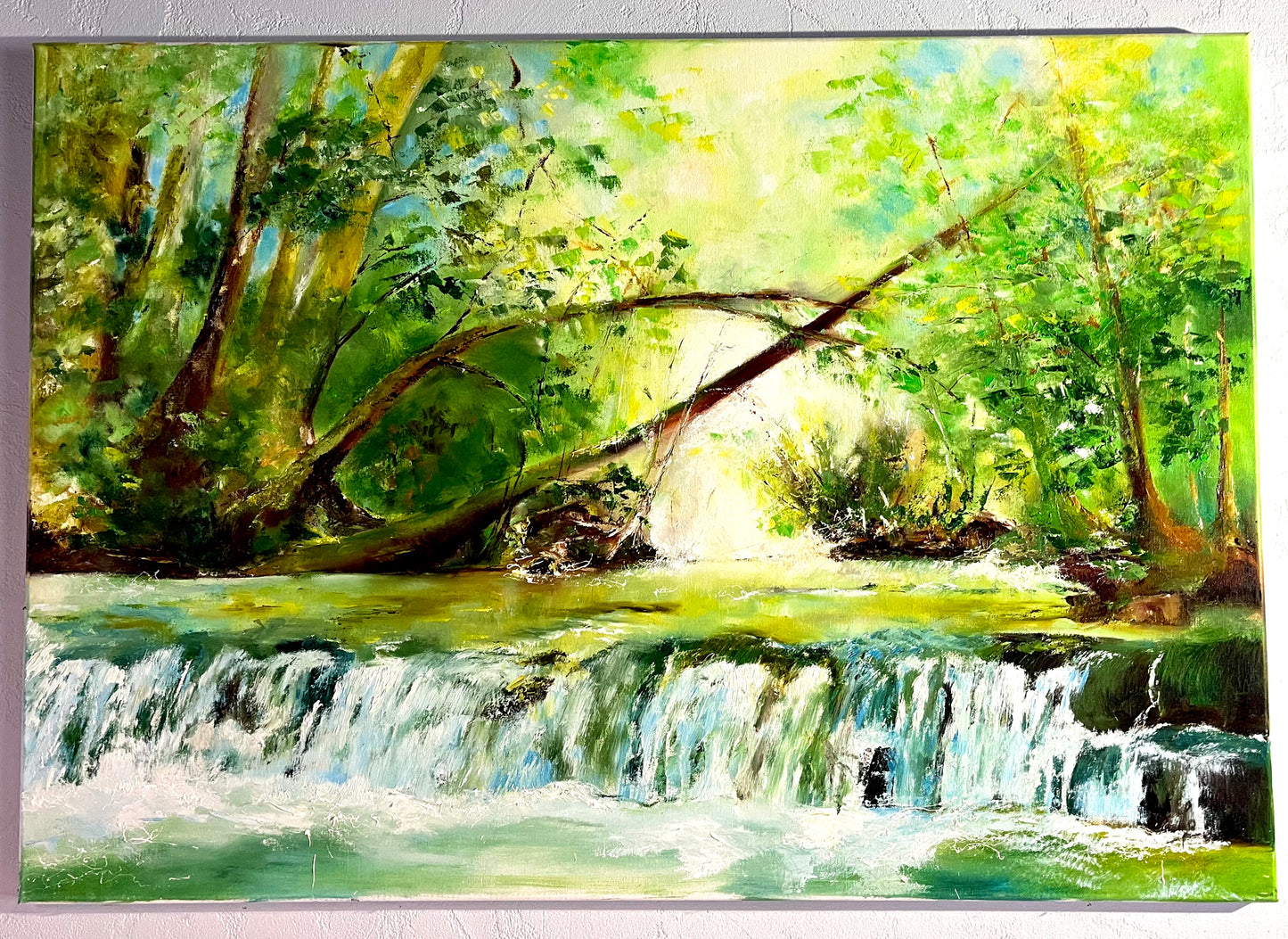 Monique Lietta, "La rivière" : 100x70cm, huile