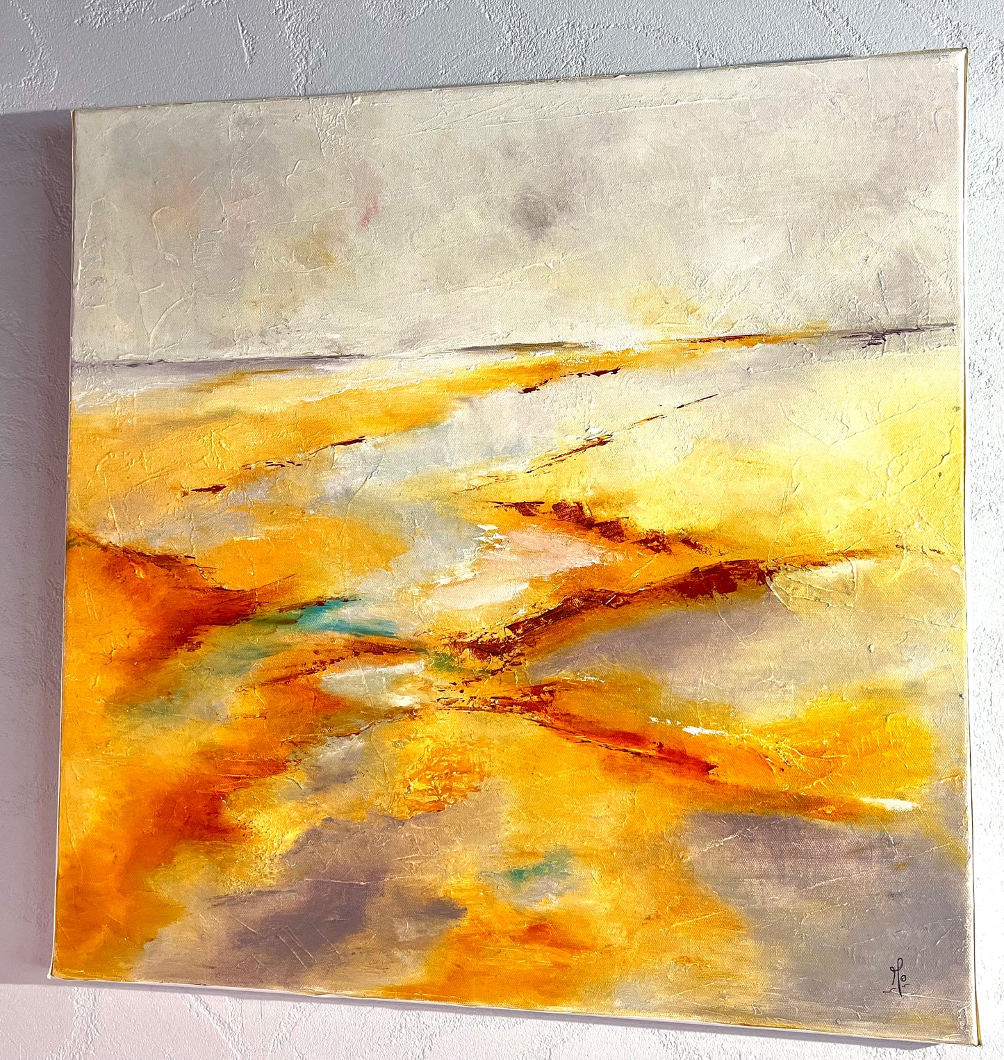Monique Lietta, "La plage" : 60x60cm, huile