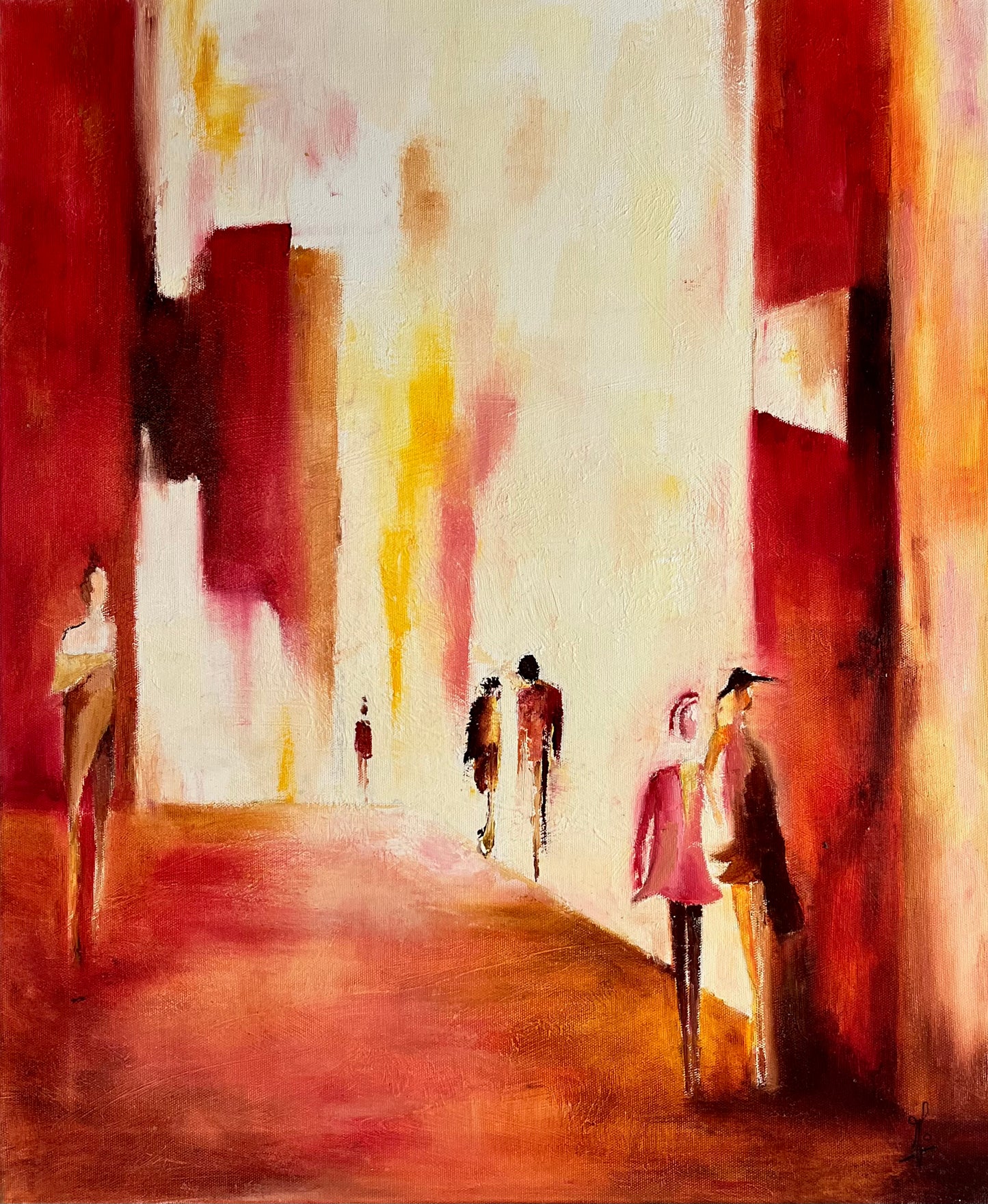 Monique Lietta, "La promenade" : 60x51cm, huile