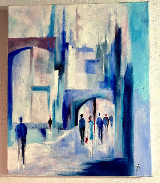 Monique Lietta, "Le rendez-vous": 60x51cm, huile