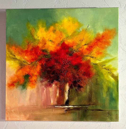 Monique Lietta, "Le bouquet" : 50x50cm, huile