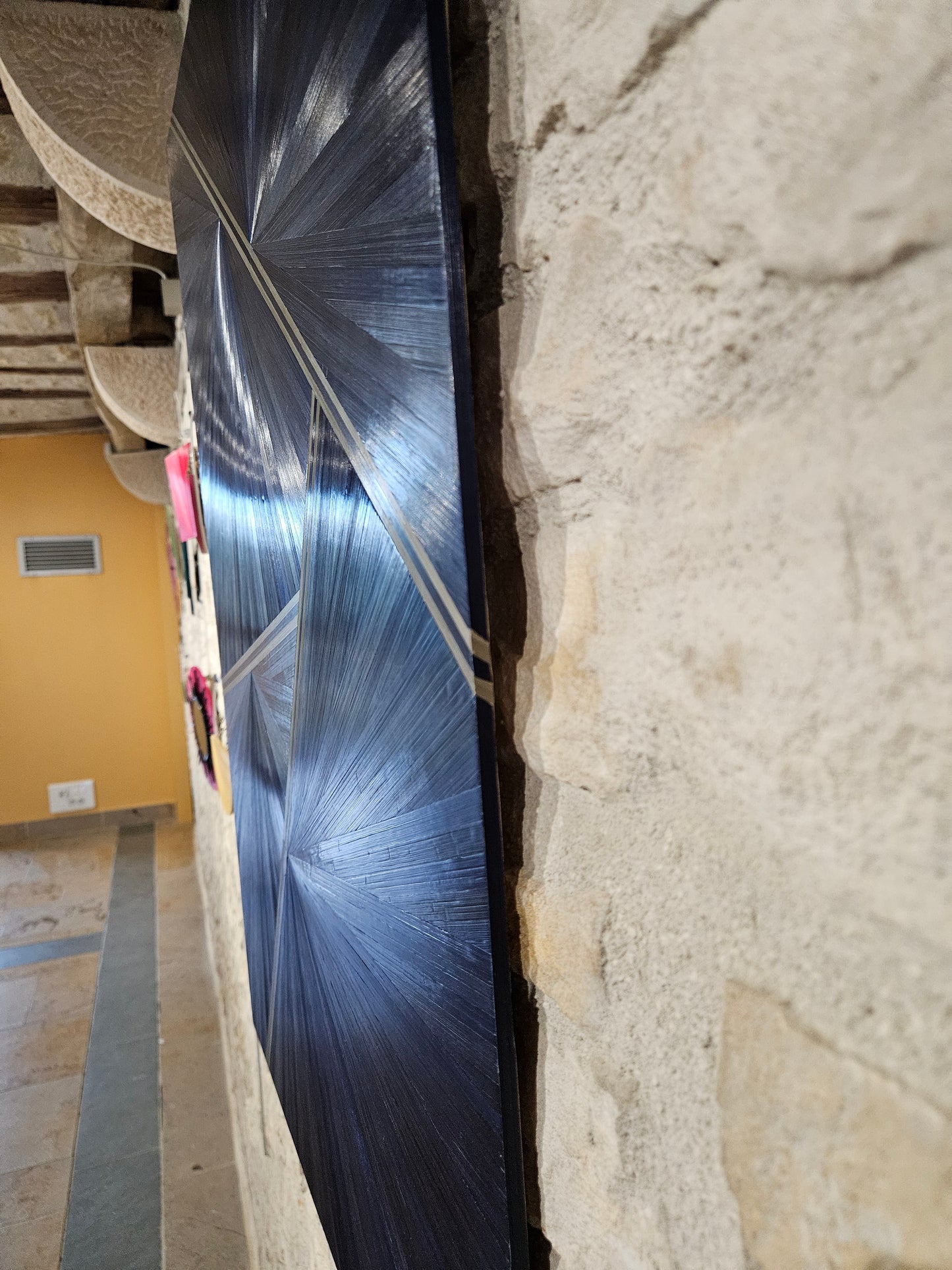 Mélody Paris, Grand Bleu, marqueterie de paille, 80x60cm
