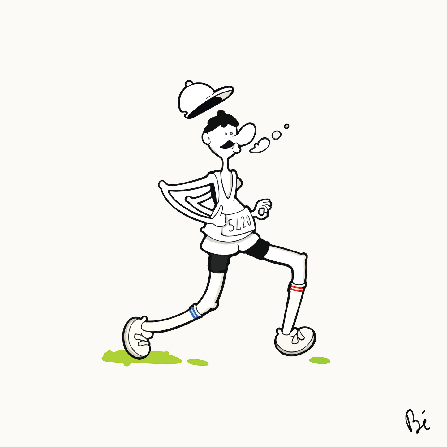 Bérengère, "Le joggeur" dessin au feutre numérisé et tiré en 10 exemplaires numérotés.