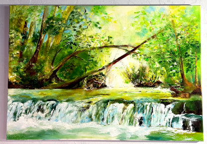 Monique Lietta, "La rivière" : 100x70cm, huile