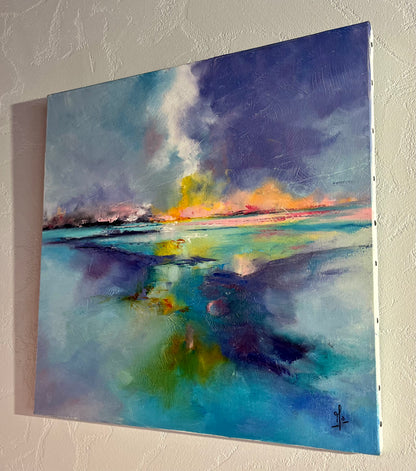 Monique Lietta, "Marée basse" : 50x50cm, huile
