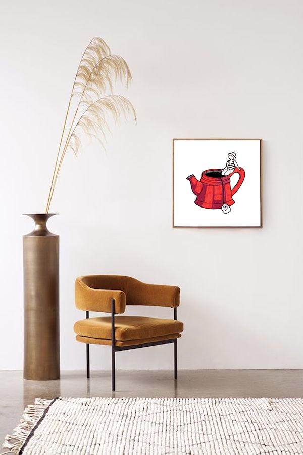 Bérengère, "Tea time", dessin au feutre numérisé et tiré en 10 exemplaires numérotés.