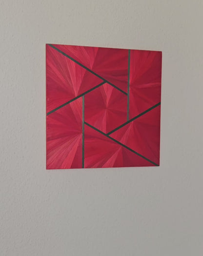 Mélody Paris, Rouge, marqueterie de paille, 30x30cm