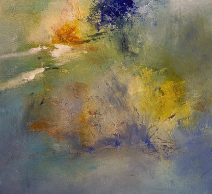 Monique Lietta, "Le clocher" : 60x60cm, huile.